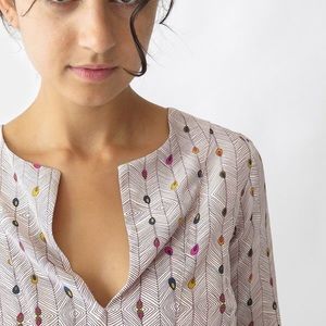 NWT Erica Tanov 2 Diego Blouse Peacock Stripe